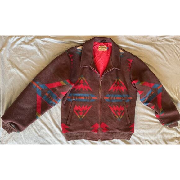 Pendleton High Grade Wool Western Wear Jacket Men’s Medium Brown Red